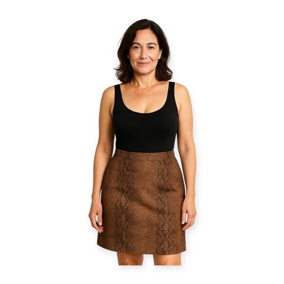 Vintage Y2K Brown/Black Faux Suede skirt Briggs Petite size 8P fits modern 6 - Picture 7 of 7
